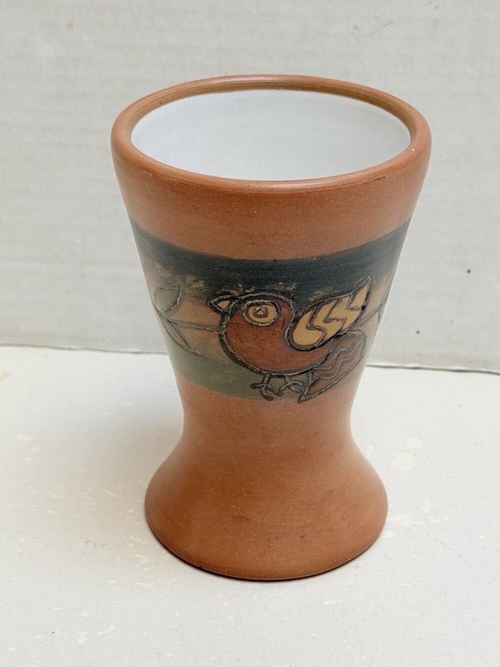 Peru Pottery Seminario Small Vase Decor Clay Birds Signed Decor Gift